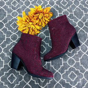 🆕 Juicy Couture Burgundy Ankle Boots Sz 6M
